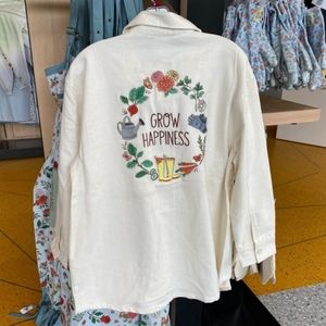 Disney Grow Happiness Khaki denim button up shirt womens size M oversized